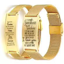 Personalized Couple Bracelet for Men Women,Stainless Steel Adjustable Mesh Watch Bands Bangle,Custom Best Friend Couple Gift