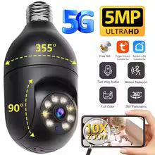Tuya 5MP 5G E27 Bulb Security Monitor Cam Wireless Automatic Human Tracking Night Vision